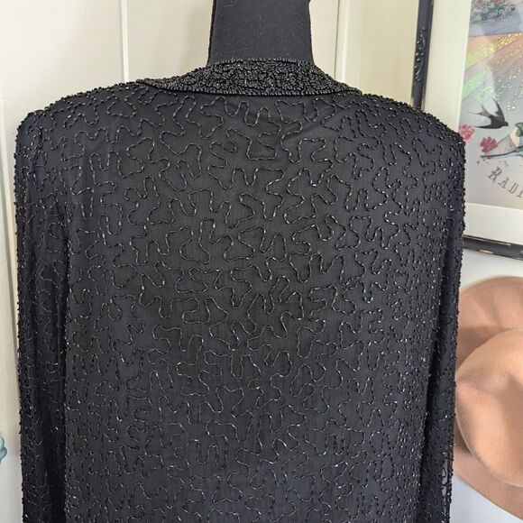 VTG Laurence Kazar Sequin Sparkle Jacket LG Dynasty Whimsigoth Glam Hilary Banks - Picture 6 of 8
